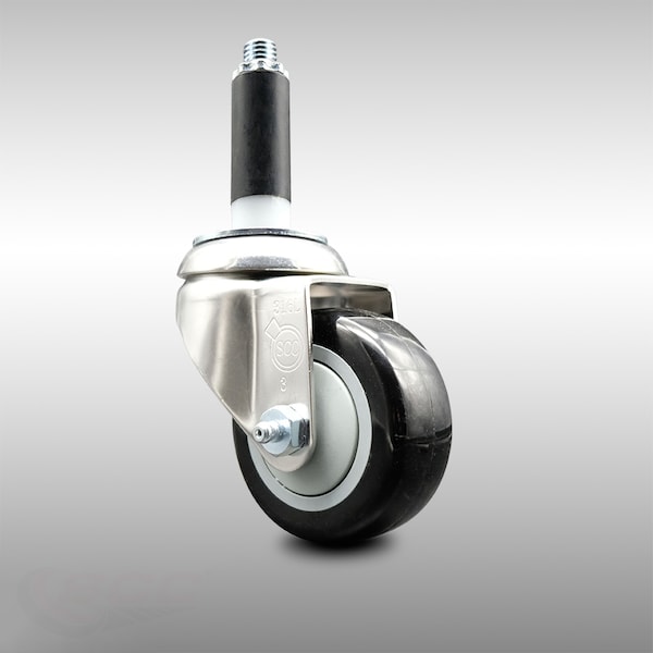 Service Caster 3.5 Inch 316SS Black Polyurethane Wheel Swivel 3/4 Inch Expanding Stem Caster SCC-SS316EX20S3514-PPUB-BLK-34 - main